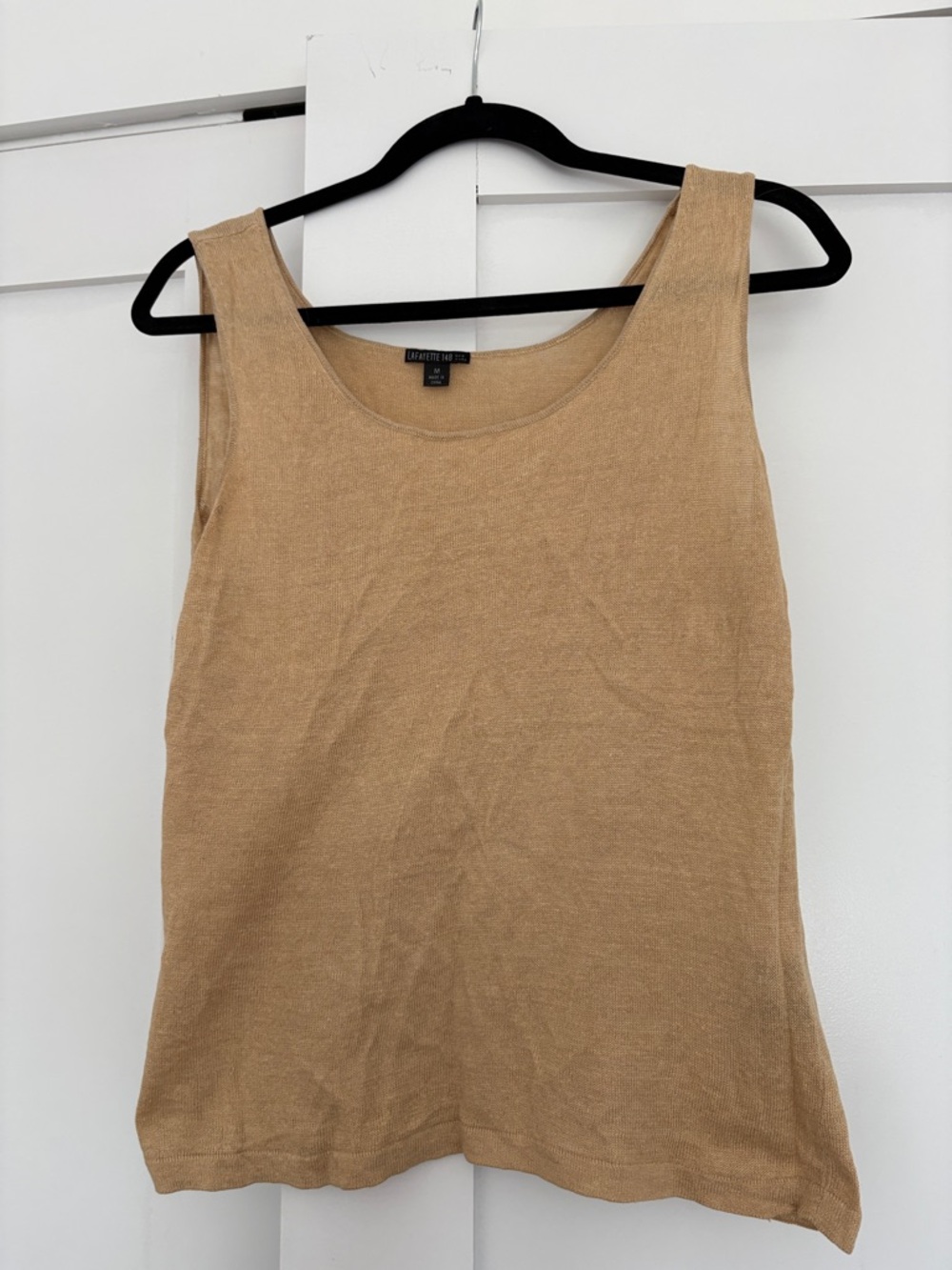 Lafayette 148 New York Tan 100%Linen Knit Scoop Neck Tank